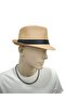 Jtss26Blk1887 Hasir Beige Color One Side Plain One Side Palm Tree Patterned 1St Quality Summer Hat Ja