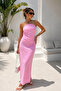 Women's Pink 100% Cotton Special Design Blouse & Skirt Two-Piece Set - 5