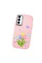 Samsung Galaxy A14 Compatible Case Camera Protector Pink Silicone Couple Phone Case with Floral Pattern - 3