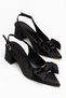 Liar Women's Black Satin Buckle Casual Classic Heeled Shoes