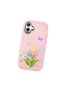 Samsung Galaxy A07 Compatible Case Camera Protector Pink Silicone Couple Phone Case with Floral Pattern - 3