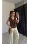 Women's V-Neck Ruffled Flounce Stylish Transparent Blouse