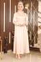 Feather Detailed Satin Evening Dress Beige 19123 - 3