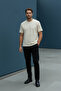 Men's Beige Oversize Crew Neck T-Shirt in Regular and Oversized Sizes - 172 - 2