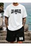 Los Angeles Printed Top and Bottom Shorts - T-Shirt Set