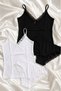 2-Piece White/Black Lace Cotton Non-Padded Athlete Underwear Set - 2