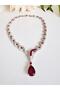 Special Series Fuchsia Zircon Stone Evening Dress Necklace 45 cm - 4