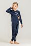 New Year Time Father Son Navy Blue Long Sleeve Pajama Set Rp3935-A-V1 - 2