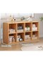 CozyNest 8-Compartment Freestanding Bookshelf & Storage Cabinet, Wall-Adjacent Kids Bookcase, Simple Organizer for Living Room Reading Corner, Natural Wood - 6