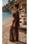 Coffee Lux Chiffon Fabric Blouse and Pants Beach Wear 2 Piece Set L/Xl - 3