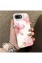 iPhone 16E Compatible Silicone Edge Hard Back Case Couple Phone Case with Floral Pattern - 3