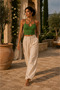 Women's Cross-Strapped Drop-Cut Ribbed Crop Top Blouse - 5