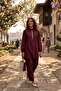 Women's Elastic Sleeves and Embroidered Top and Bottom Pants Set - 5