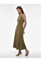 Aerobin Fabric Sleeveless Crew Neck Midi Dress with Metal Accessories - 4