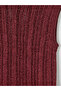 Burgundy Crew Neck Openwork Women's Knitwear Undershirt - 5