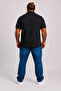 Men's Large Size Single Jersey Polo T-Shirt with Stand Collar 26400 Black - 3