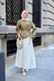 Women's Waist-Tie Skirt Top Blouse Khaki Green - 2