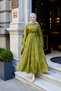 Women's Small Sequin Detail Floral Embroidered Lined Dress in Fat Green - 3