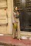 Women's Linen Suit with Lace Detail on the Sides, Elastic Waist and Lace-Up Fastening, Mink - 2