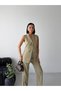 Women's Premium Wide Collar Vest and Pants Set-Green - 3