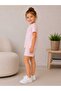 Crew Neck Short Sleeve Girl's Pajama Set with Shorts - 2
