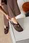 Mirador Women's Genuine Leather Brown Daily Perforated Ballerinas - 4