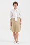 Women's 100% Cotton Midi Length Design Skirt with Pleats and Side Lace Detail - 5