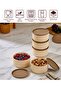 10 Piece Round Storage Container Set Striped Beige 6.5X10.7 325ml |   Microwave and Freezer Compatible - 2
