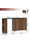Extendable Bar Cabinet with Wine Rack, 2 Door Kitchen Storage Cabinet with Movable Side Table, Buffet Sideboard for Dining Room, Living Room and Home Bar - Dark Hunton Oak and Black - 4