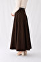 Brown Woven High Waist Maxi Length Flared Skirt - 2