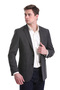 Navy Blue Executive Mono Collar Patterned 6 Drop Jacket - 3