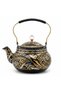 Black & Gold Ornate Metal Tea Kettle 1.5 L | Elegant Crystal Knob Lid | Luxury Arabic Hospitality Teapot with Floral Paisley Design