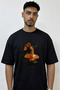 Drake_45 Design Printed Oversize Black T-Shirt