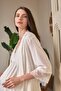 New Season Ecru Summer Elegant Lace Detailed Design Thin Straps Buttoned Maternity Pajama Set - 7