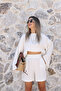 White Muslin Shorts with Elastic Waist - 2