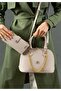 Women's Embossed Chain Embossed Patterned Cotton Woven Strap Vegan Shoulder Bag and Wallet - 2