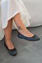 Darko Bow Detailed Polka Dot Satin Ballerinas Black - 3