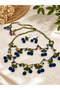 Authentic Cherry Blossom Leaf and Bead Detailed Necklace and Earring Set - 2
