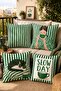 Green Striped Coffee Cat Patterned 4-Piece Throw Pillow Cover Set