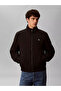 Men's Regular Fit Stand Collar Zippered Long Sleeve Black Jacket - 4
