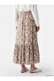 Lcw Grace Beige Floral Pleated Skirt with Elastic Waist - 3