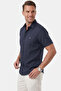 Navy Blue Flamed Linen Men's Shirt – Summer 100% Cotton Relaxed Fit 2602652 - 4