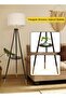 Solid Wooden Tripod Floor Lamp, 12W LED Bulb, Remote, Dimmable, 4 Color Temps, Timer, Shelf, Black - 3