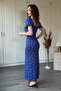 Balloon Sleeve Bust Detailed Slit Midi Floral Dress - 4