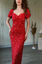 Balloon Sleeve, Detailed Slit Midi Floral Red Dress - 6