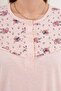 Women's Floral Patterned 4-Piece Large Size Long Sleeve Set Dressing Gown-Nightgown-Pajama Set 80% Cotton 20% Viscose - 4