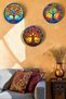 3-Piece Tree of Life Round Wooden Table Set, Stained Glass Look Wall Decoration - 4