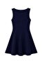 1027 Women's Cotton Basic U-Neck Sleeveless A-Line Dress Navy Blue - 3