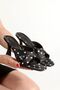Black Polka Dot Classic 7cm Heel Cross Slippers Shoes New Season - 4
