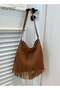 Women Stylish Crossbody Bag with Tassel Design, Large Capacity Shoulder Bag with Magnetic Buckle - 4